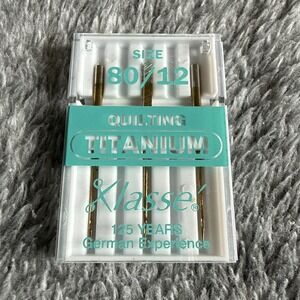 Klasse Sewing Machine Needles, QUILTING TITANIUM Size 80/12 Jeans Demim 3 Pk